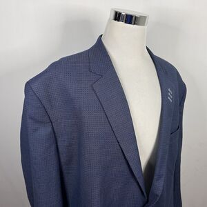 Synrgy 58L 60L Performance Sport Coat Blue Plaid Two Button Double Vented